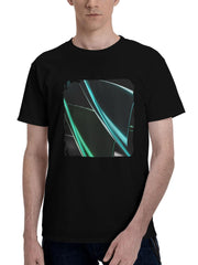 Abstract-Metallic Pipes 180G 100% Cotton Printed Round Neck Short-Sleeve T-Shirt, Christmas Gifts for Men Dad Husband Grandpa, S-XXXL, Black