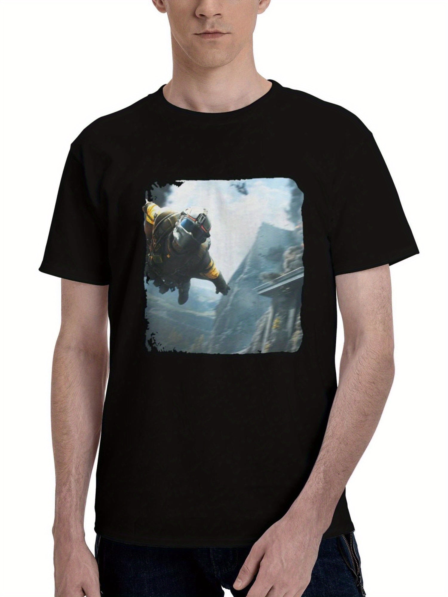 Battelfield-2042 Season 1 Zero Hour 180G 100% Cotton Printed Round Neck Short-Sleeve T-Shirt, Christmas Gifts for Men Dad Husband Grandpa, S-XXXL, Black