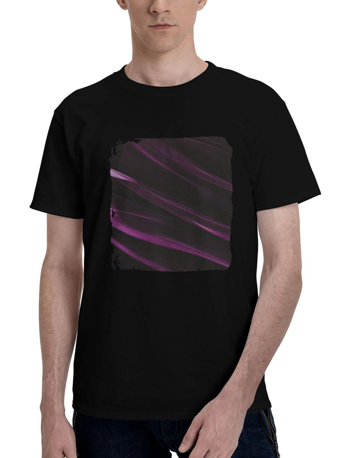 Abstract-Momentary 10k 180G 100% Cotton Printed Round Neck Short-Sleeve T-Shirt, Christmas Gifts for Men Dad Husband Grandpa, S-XXXL, Black