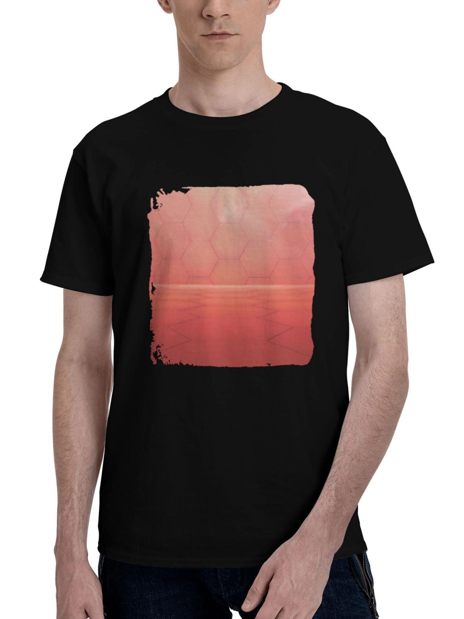 Abstract-Polygon 180G 100% Cotton Printed Round Neck Short-Sleeve T-Shirt, Christmas Gifts for Men Dad Husband Grandpa, S-XXXL, Black
