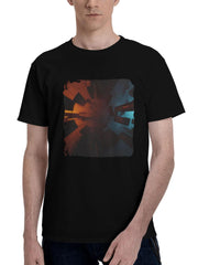 Abstract-Reactor Patterns 180G 100% Cotton Printed Round Neck Short-Sleeve T-Shirt, Christmas Gifts for Men Dad Husband Grandpa, S-XXXL, Black