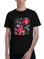 Abstract-Shapes Bright 180G 100% Cotton Printed Round Neck Short-Sleeve T-Shirt, Christmas Gifts for Men Dad Husband Grandpa, S-XXXL, Black