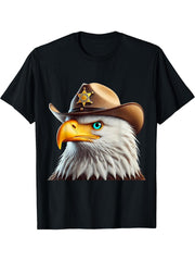 American Flag Bald Eagle Shirt Patriotic USA Majestic Eagle T-Shirt 180G 100% Cotton Printed Round Neck Short-Sleeve T-Shirt, Gifts for Men Dad Husband Grandpa, S-XXXL, Black