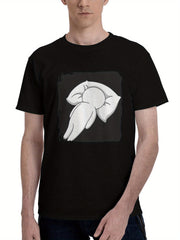 Boy-Sleeping Face Down 180G 100% Cotton Printed Round Neck Short-Sleeve T-Shirt, Christmas Gifts for Men Dad Husband Grandpa, S-XXXL, Black