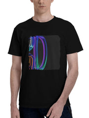 Abstract-Square Glass Forms 3d 180G 100% Cotton Printed Round Neck Short-Sleeve T-Shirt, Christmas Gifts for Men Dad Husband Grandpa, S-XXXL, Black