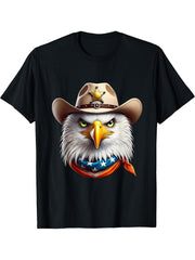 American Flag Bald Eagle Shirt Patriotic USA Majestic Eagle T-Shirt 180G 100% Cotton Printed Round Neck Short-Sleeve T-Shirt, Gifts for Men Dad Husband Grandpa, S-XXXL, Black