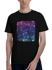 Abstract-Voxel 180G 100% Cotton Printed Round Neck Short-Sleeve T-Shirt, Christmas Gifts for Men Dad Husband Grandpa, S-XXXL, Black