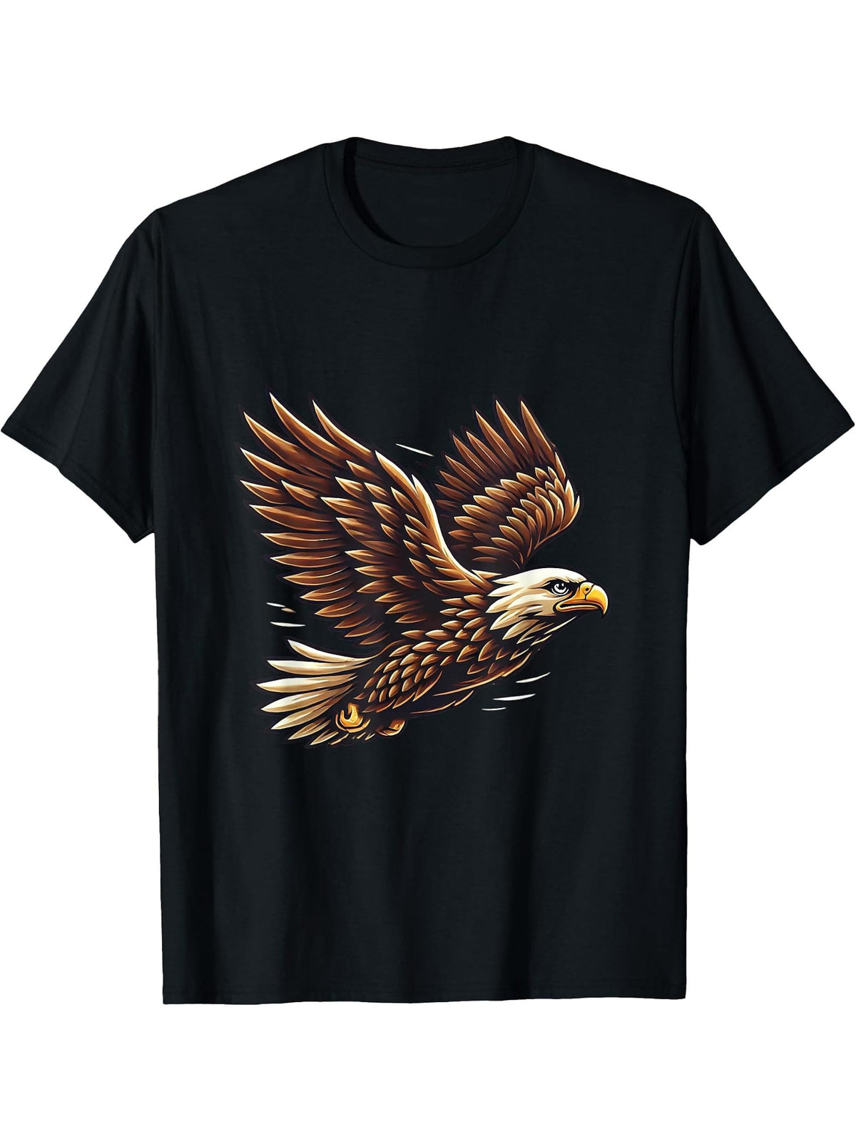 American Flag Bald Eagle Shirt Patriotic USA Majestic Eagle T-Shirt 180G 100% Cotton Printed Round Neck Short-Sleeve T-Shirt, Gifts for Men Dad Husband Grandpa, S-XXXL, Black