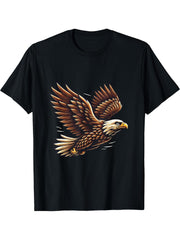 American Flag Bald Eagle Shirt Patriotic USA Majestic Eagle T-Shirt 180G 100% Cotton Printed Round Neck Short-Sleeve T-Shirt, Gifts for Men Dad Husband Grandpa, S-XXXL, Black