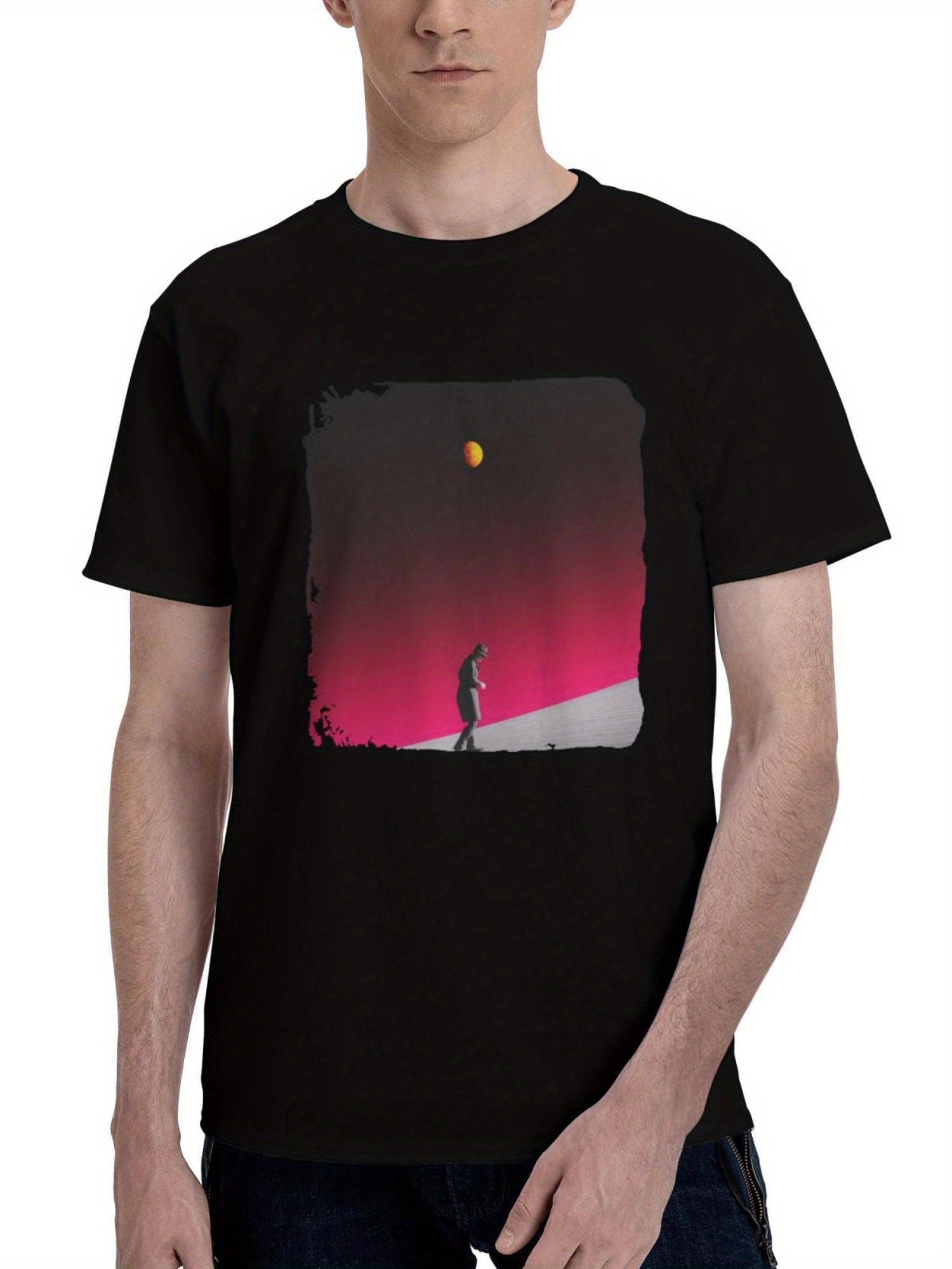 Breaking-Dawn 180G 100% Cotton Printed Round Neck Short-Sleeve T-Shirt, Christmas Gifts for Men Dad Husband Grandpa, S-XXXL, Black