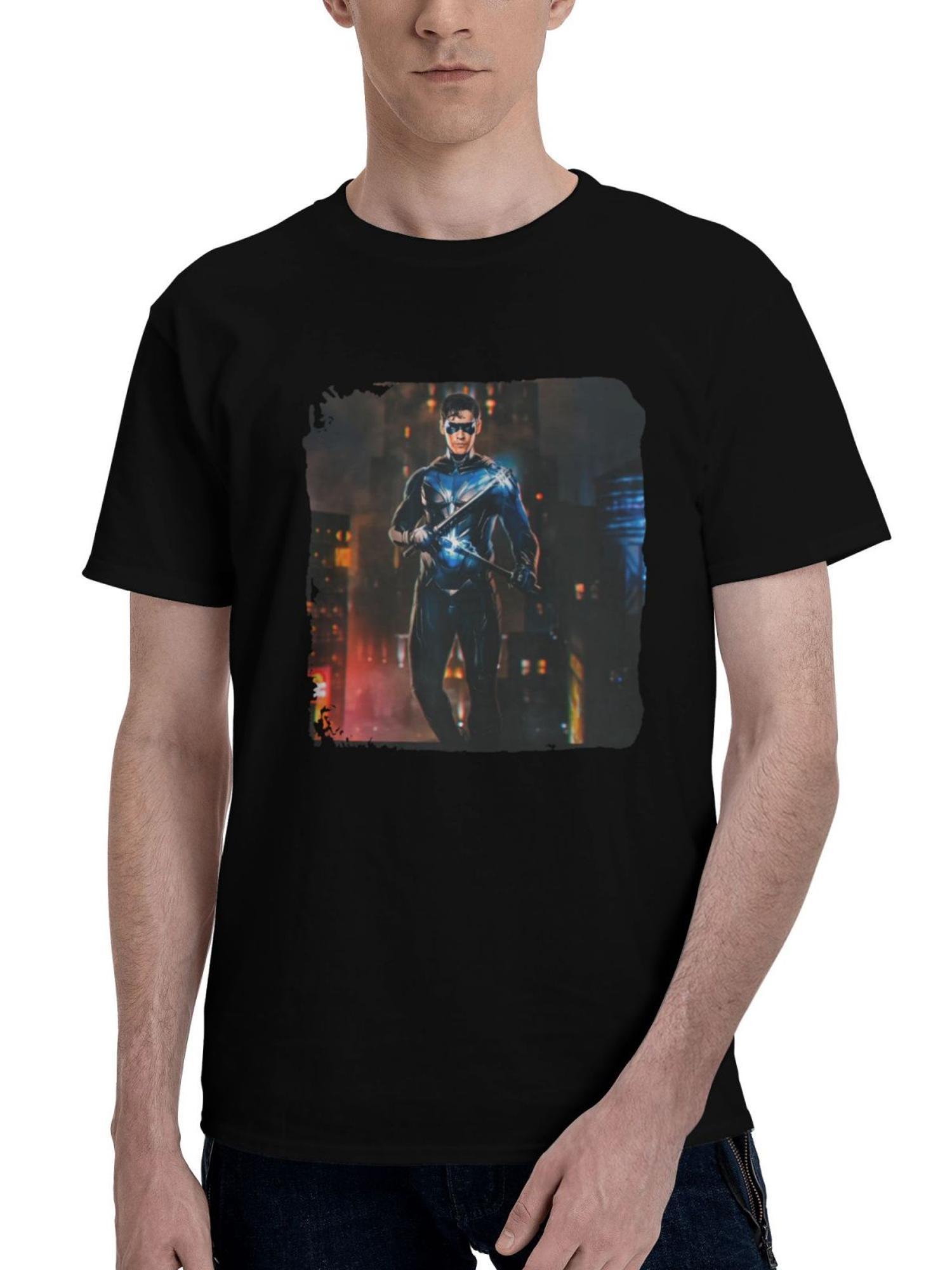 Brenton-Thwaites As Nightwing In Titans 180G 100% Cotton Printed Round Neck Short-Sleeve T-Shirt, Christmas Gifts for Men Dad Husband Grandpa, S-XXXL, Black