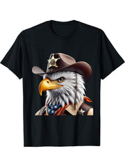 American Flag Bald Eagle Shirt Patriotic USA Majestic Eagle T-Shirt 180G 100% Cotton Printed Round Neck Short-Sleeve T-Shirt, Gifts for Men Dad Husband Grandpa, S-XXXL, Black