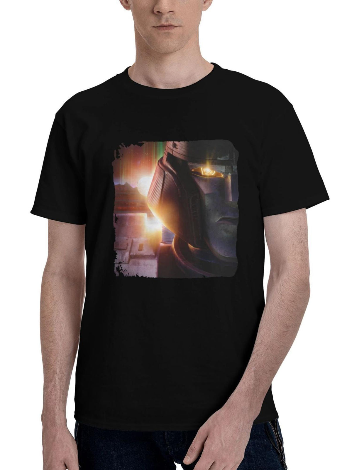 Brian-Tyree Henry As D 16 In Transformers One 2024 Movie 180G 100% Cotton Printed Round Neck Short-Sleeve T-Shirt, Christmas Gifts for Men Dad Husband Grandpa, S-XXXL, Black