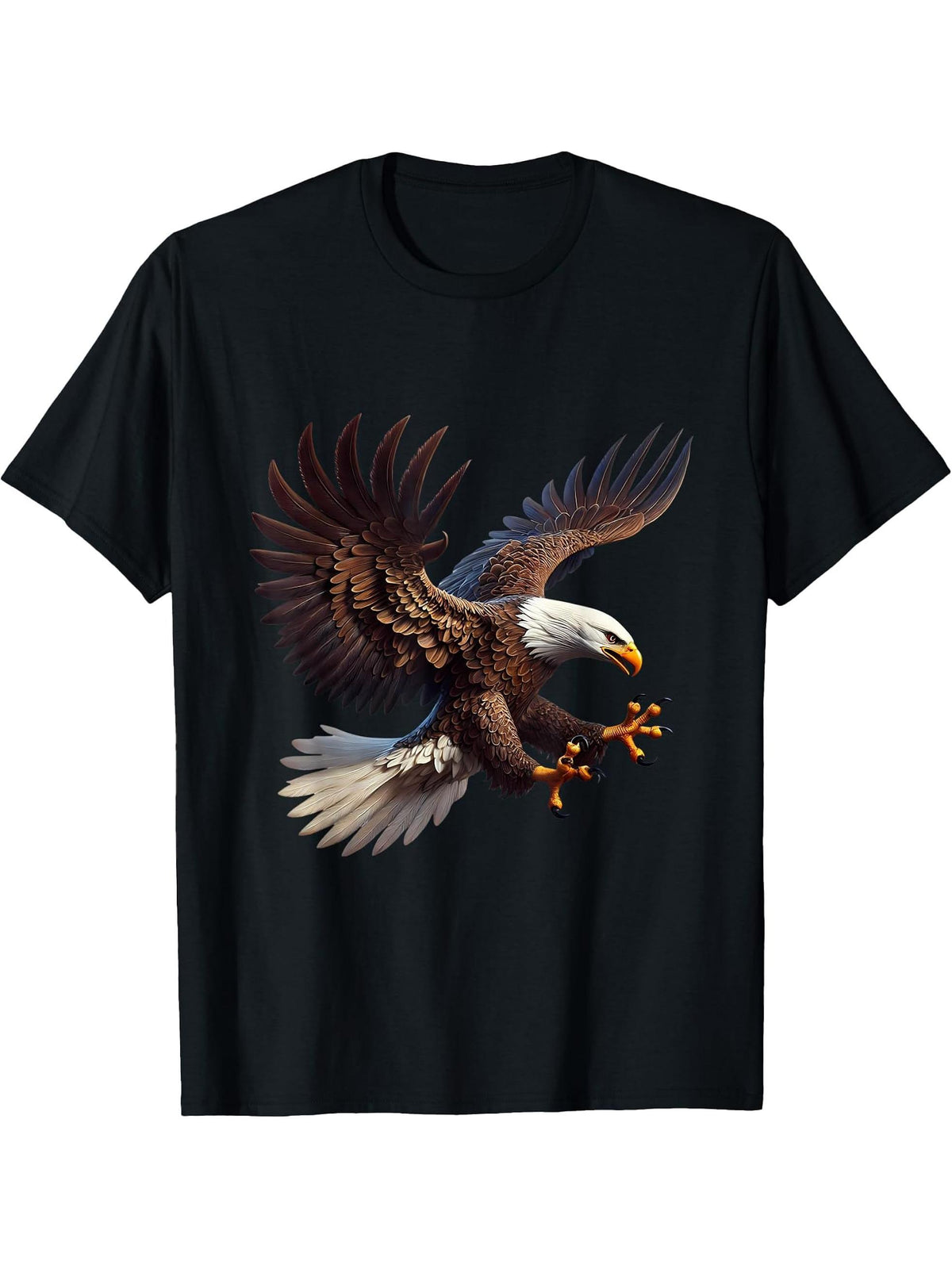 American Flag Bald Eagle Shirt Patriotic USA Majestic Eagle T-Shirt 180G 100% Cotton Printed Round Neck Short-Sleeve T-Shirt, Gifts for Men Dad Husband Grandpa, S-XXXL, Black