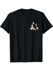 Bald Eagle Birds and Books Reading Bird Watching Bookworm T-Shirt 180G 100% Cotton Printed Round Neck Short-Sleeve T-Shirt, Gifts for Men Dad Husband Grandpa, S-XXXL, Black