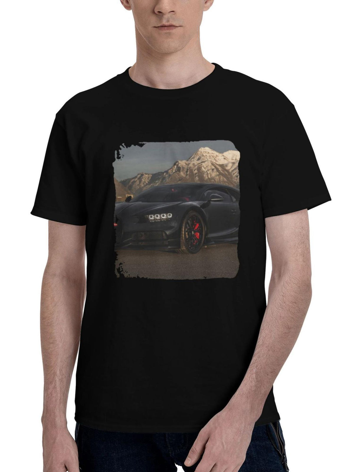 Bugatti-Chiron Lebe 2022 180G 100% Cotton Printed Round Neck Short-Sleeve T-Shirt, Christmas Gifts for Men Dad Husband Grandpa, S-XXXL, Black