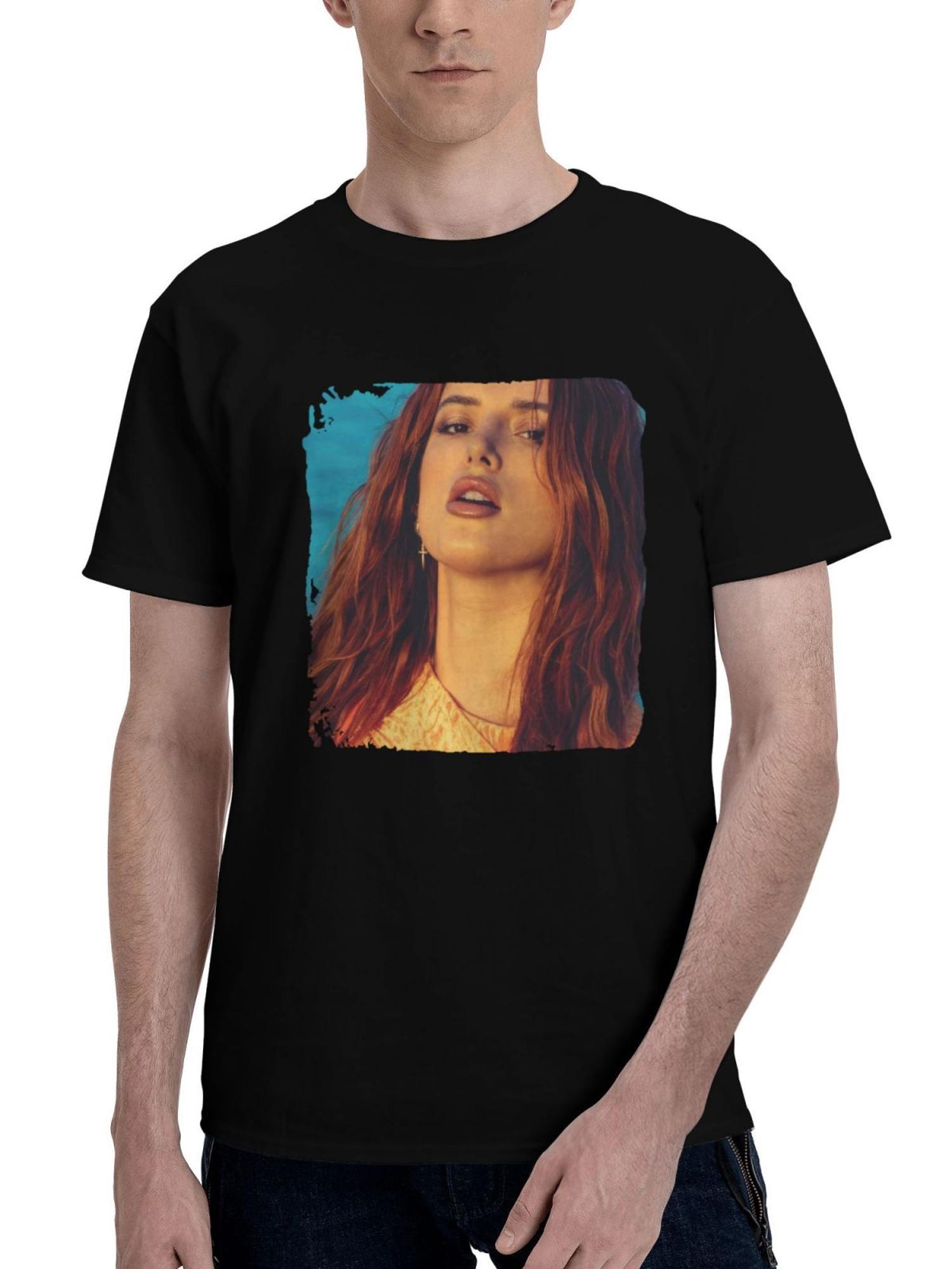 Bella-Thorne Ocean Drive Magazine 2023 180G 100% Cotton Printed Round Neck Short-Sleeve T-Shirt, Christmas Gifts for Men Dad Husband Grandpa, S-XXXL, Black
