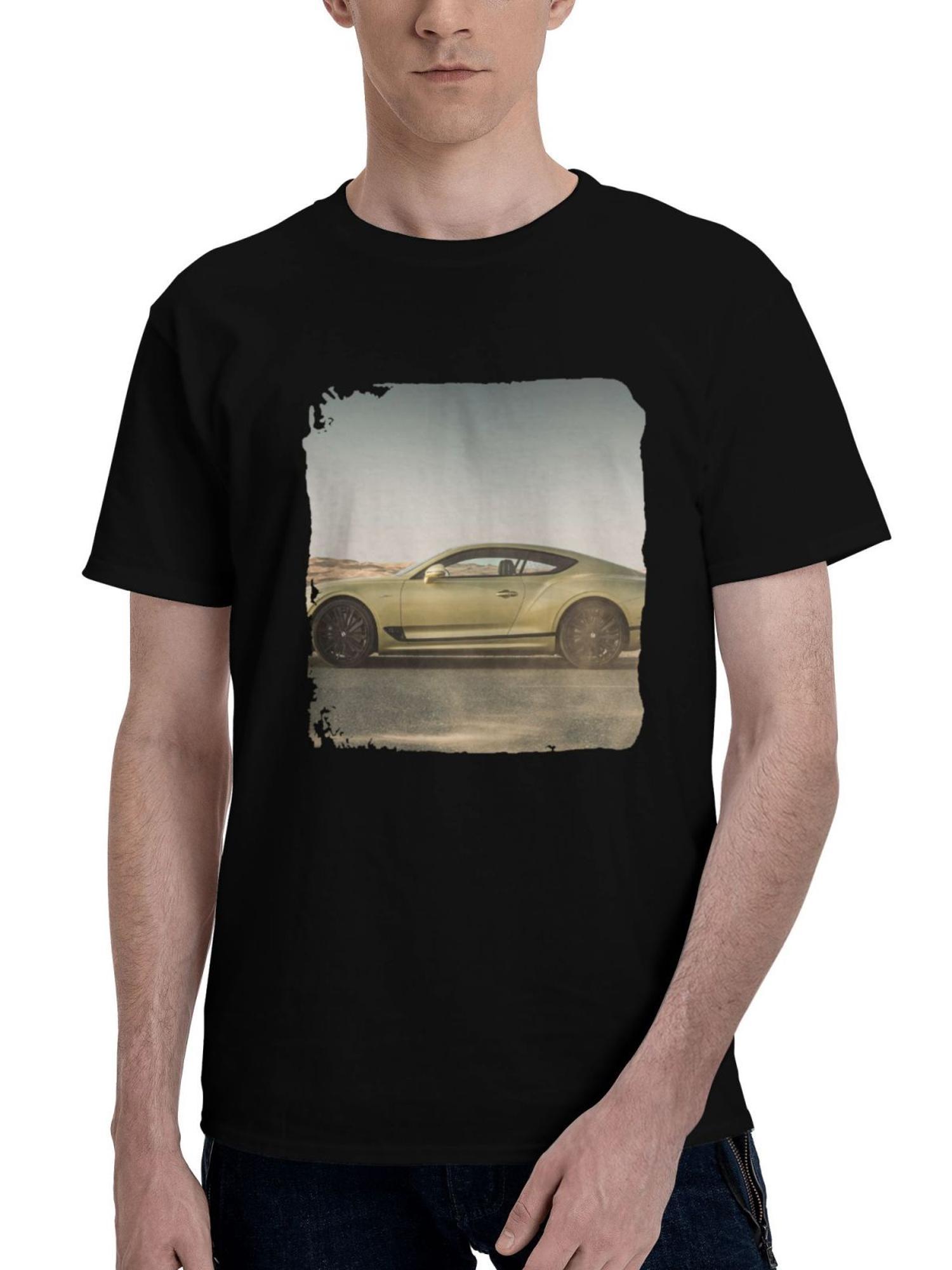 Bentley-Continental Gt Speed Dg 180G 100% Cotton Printed Round Neck Short-Sleeve T-Shirt, Christmas Gifts for Men Dad Husband Grandpa, S-XXXL, Black