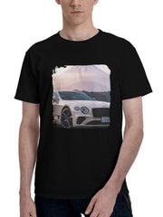 Bentley-Continental Gt V8 180G 100% Cotton Printed Round Neck Short-Sleeve T-Shirt, Christmas Gifts for Men Dad Husband Grandpa, S-XXXL, Black