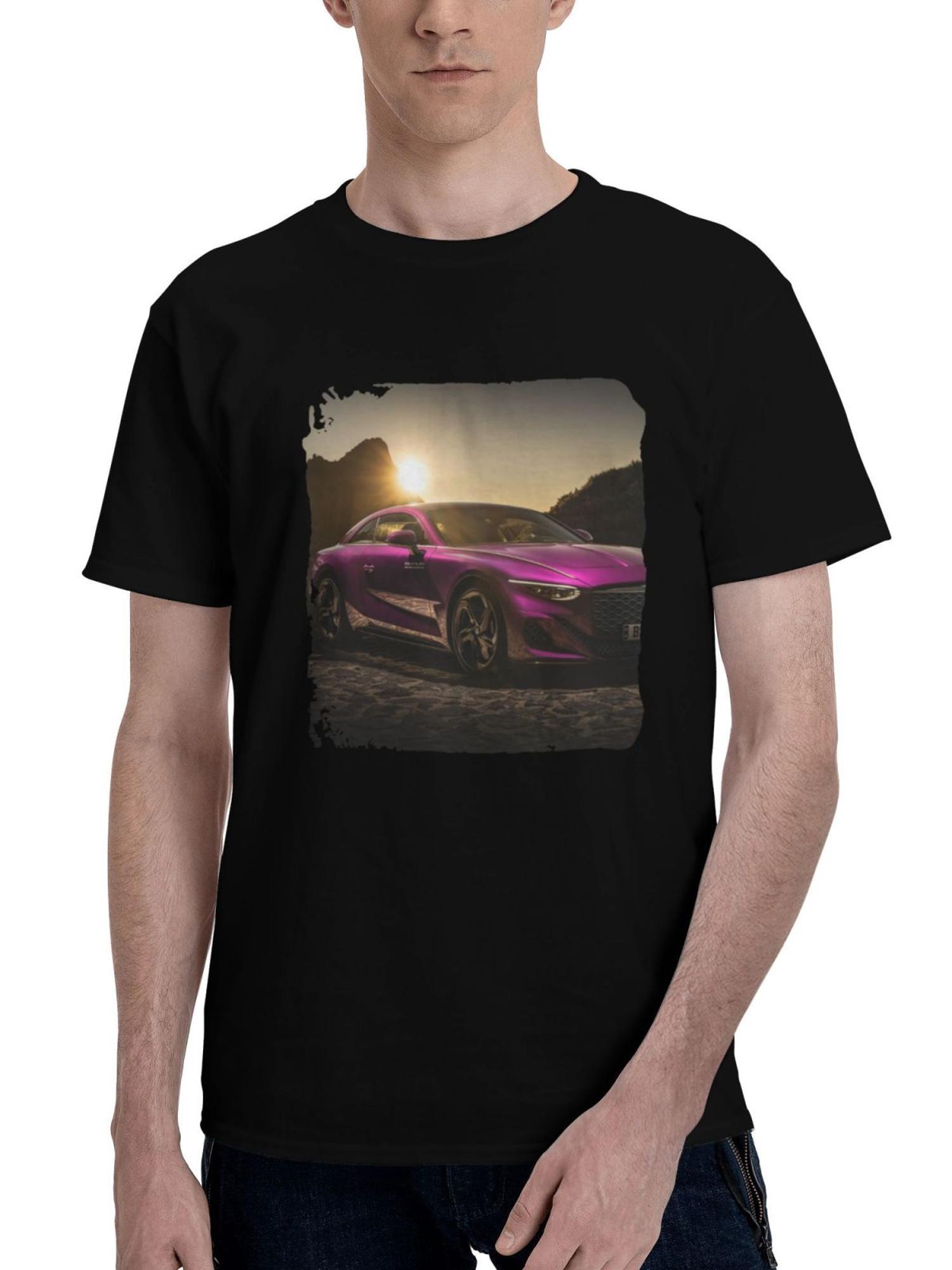 Bentley-Mulliner Batur 180G 100% Cotton Printed Round Neck Short-Sleeve T-Shirt, Christmas Gifts for Men Dad Husband Grandpa, S-XXXL, Black