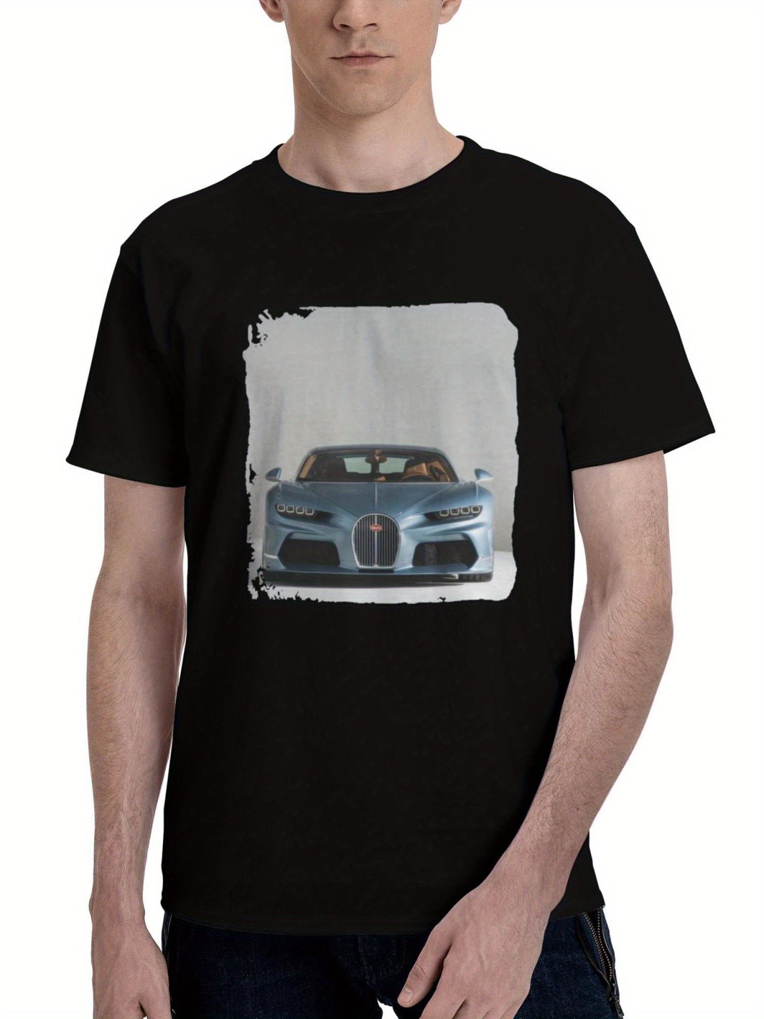 Bugatti-Chiron Super Sport 180G 100% Cotton Printed Round Neck Short-Sleeve T-Shirt, Christmas Gifts for Men Dad Husband Grandpa, S-XXXL, Black
