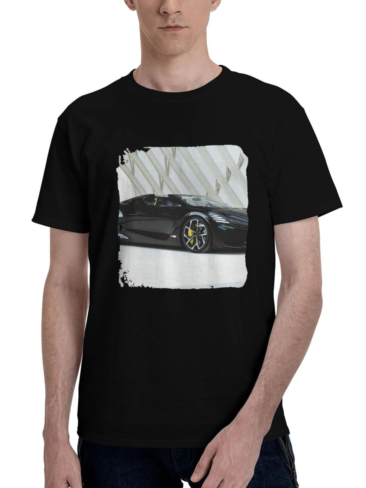 Bugatti-W16 Mistral Black 2024 180G 100% Cotton Printed Round Neck Short-Sleeve T-Shirt, Christmas Gifts for Men Dad Husband Grandpa, S-XXXL, Black