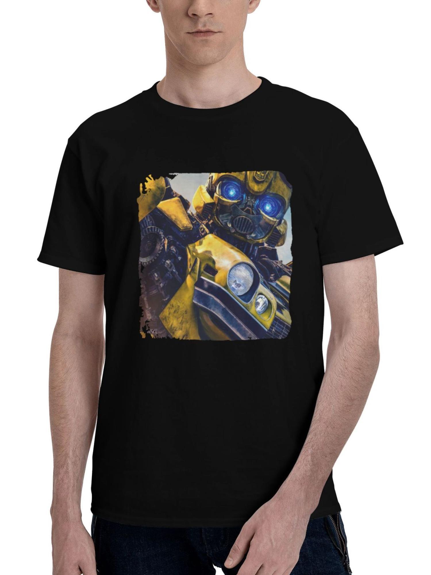 Bumblebee-Transformers Rise Of The Beasts Poster 180G 100% Cotton Printed Round Neck Short-Sleeve T-Shirt, Christmas Gifts for Men Dad Husband Grandpa, S-XXXL, Black