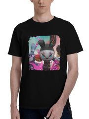 Bunny-Raiders 180G 100% Cotton Printed Round Neck Short-Sleeve T-Shirt, Christmas Gifts for Men Dad Husband Grandpa, S-XXXL, Black