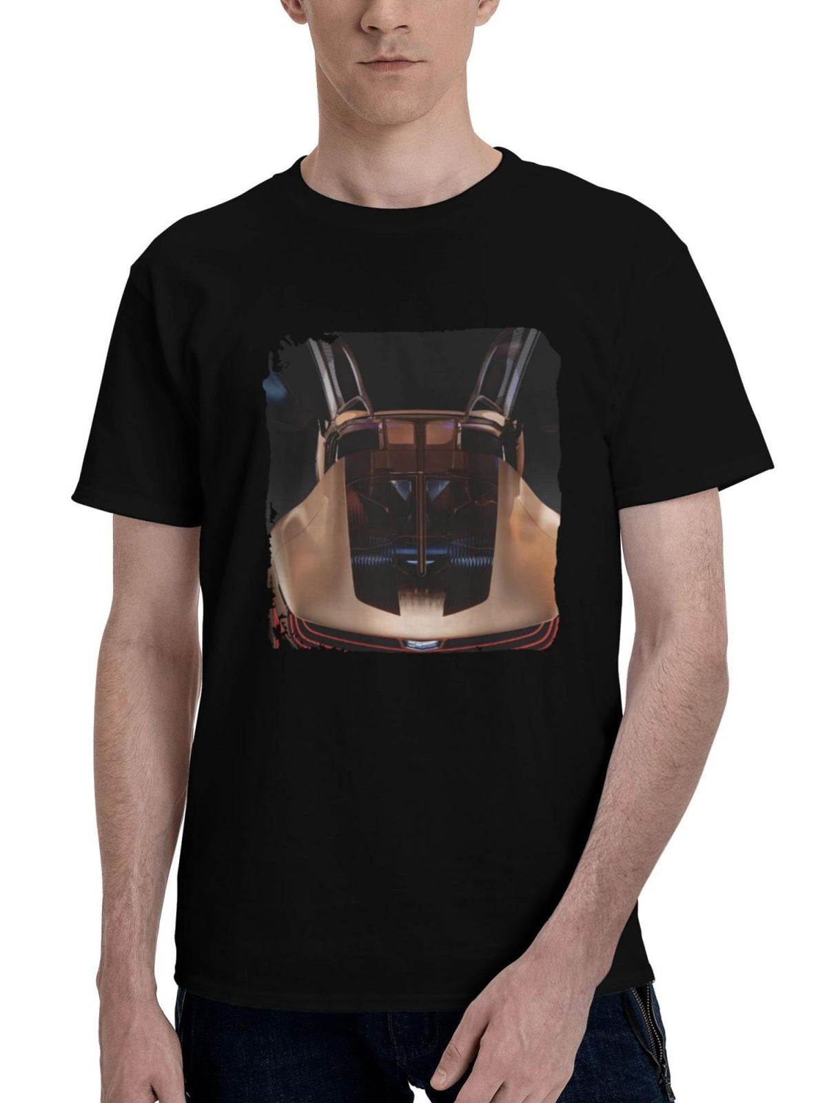 Cadillac-Opulent Velocity Xd 180G 100% Cotton Printed Round Neck Short-Sleeve T-Shirt, Christmas Gifts for Men Dad Husband Grandpa, S-XXXL, Black