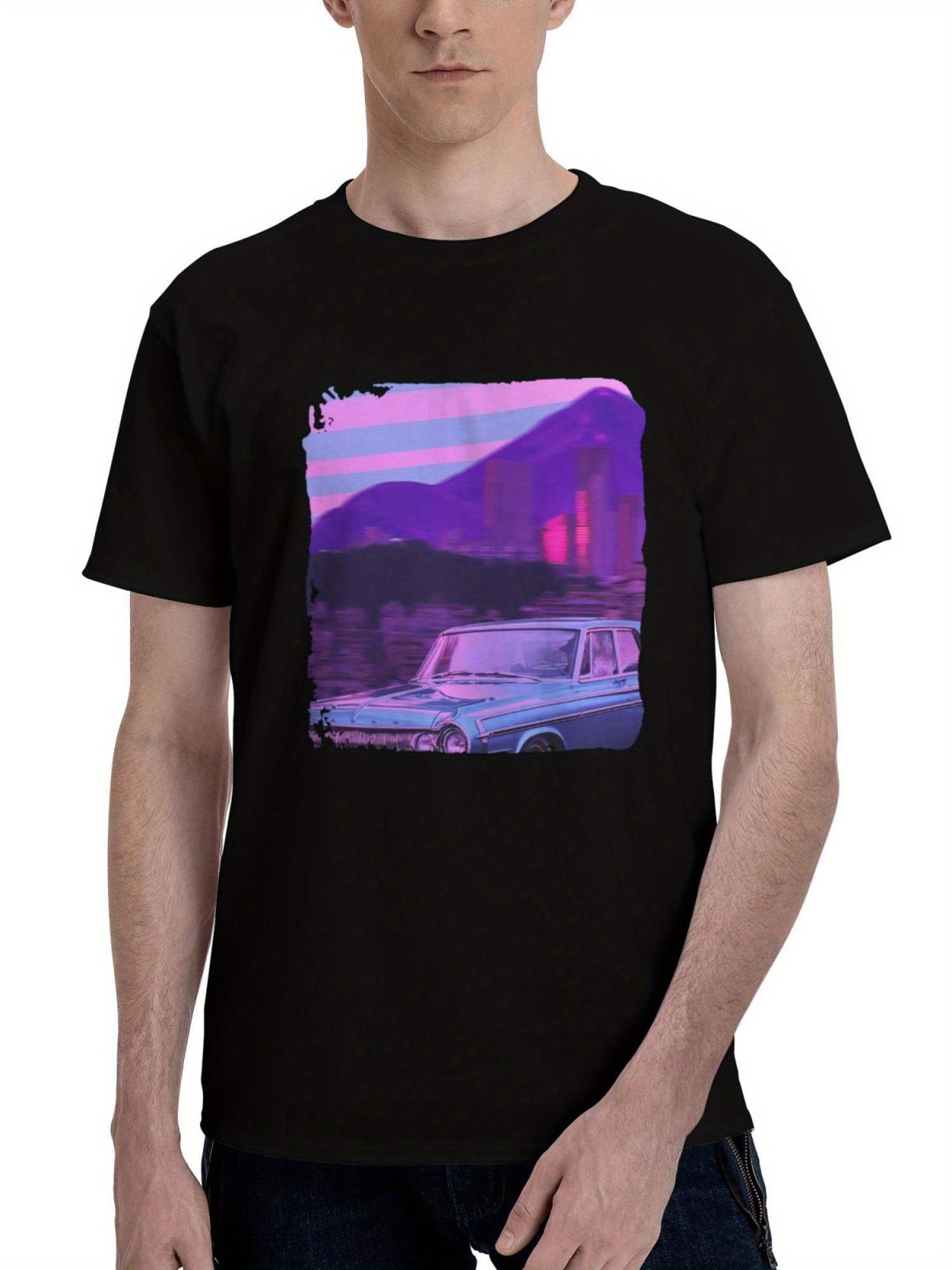 Acid-Trip 180G 100% Cotton Printed Round Neck Short-Sleeve T-Shirt, Christmas Gifts for Men Dad Husband Grandpa, S-XXXL, Black