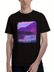 Acid-Trip 180G 100% Cotton Printed Round Neck Short-Sleeve T-Shirt, Christmas Gifts for Men Dad Husband Grandpa, S-XXXL, Black