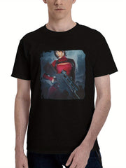 Ada-Wong Resident Evil 180G 100% Cotton Printed Round Neck Short-Sleeve T-Shirt, Christmas Gifts for Men Dad Husband Grandpa, S-XXXL, Black
