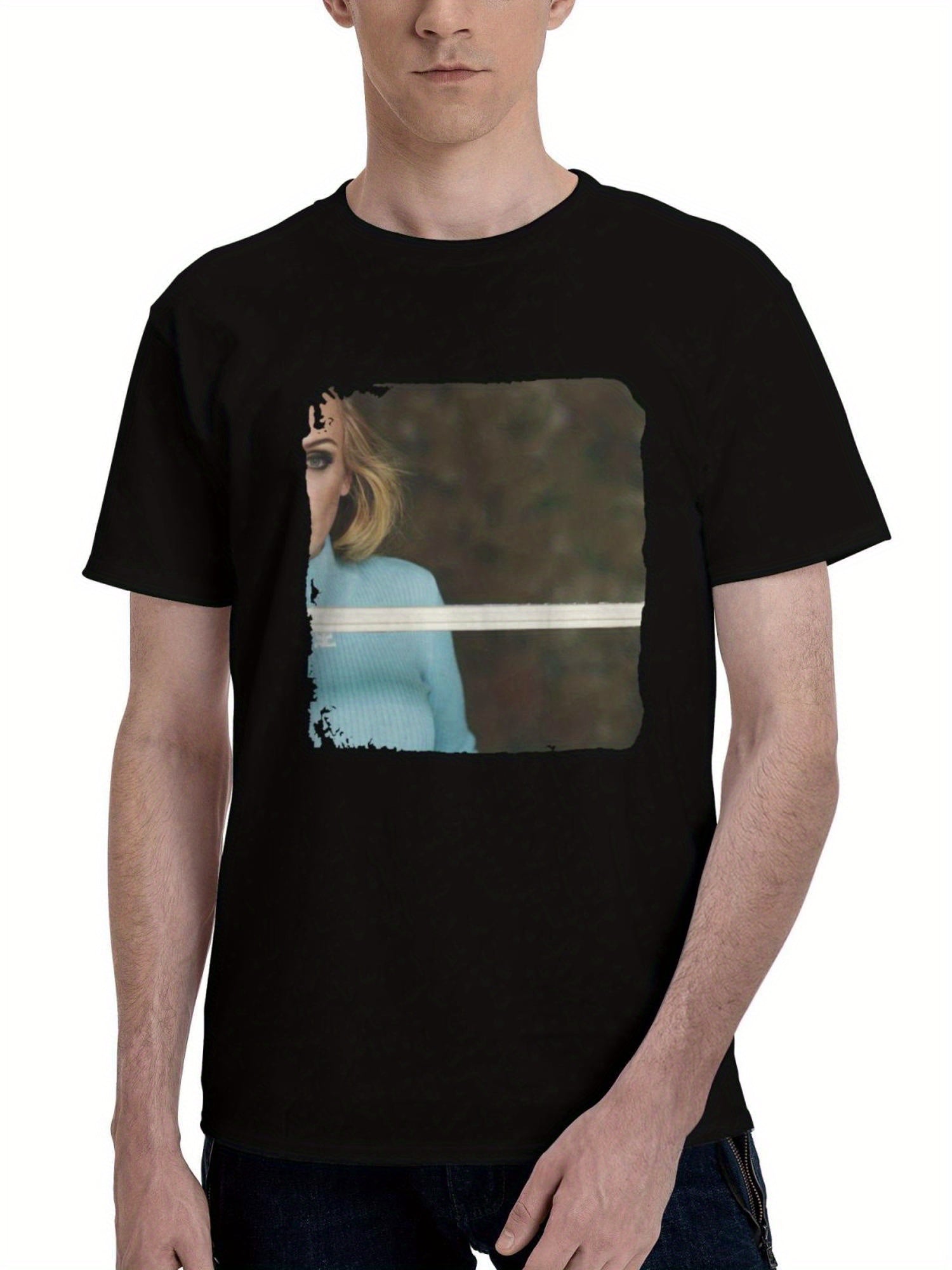 Adele-2023 180G 100% Cotton Printed Round Neck Short-Sleeve T-Shirt, Christmas Gifts for Men Dad Husband Grandpa, S-XXXL, Black