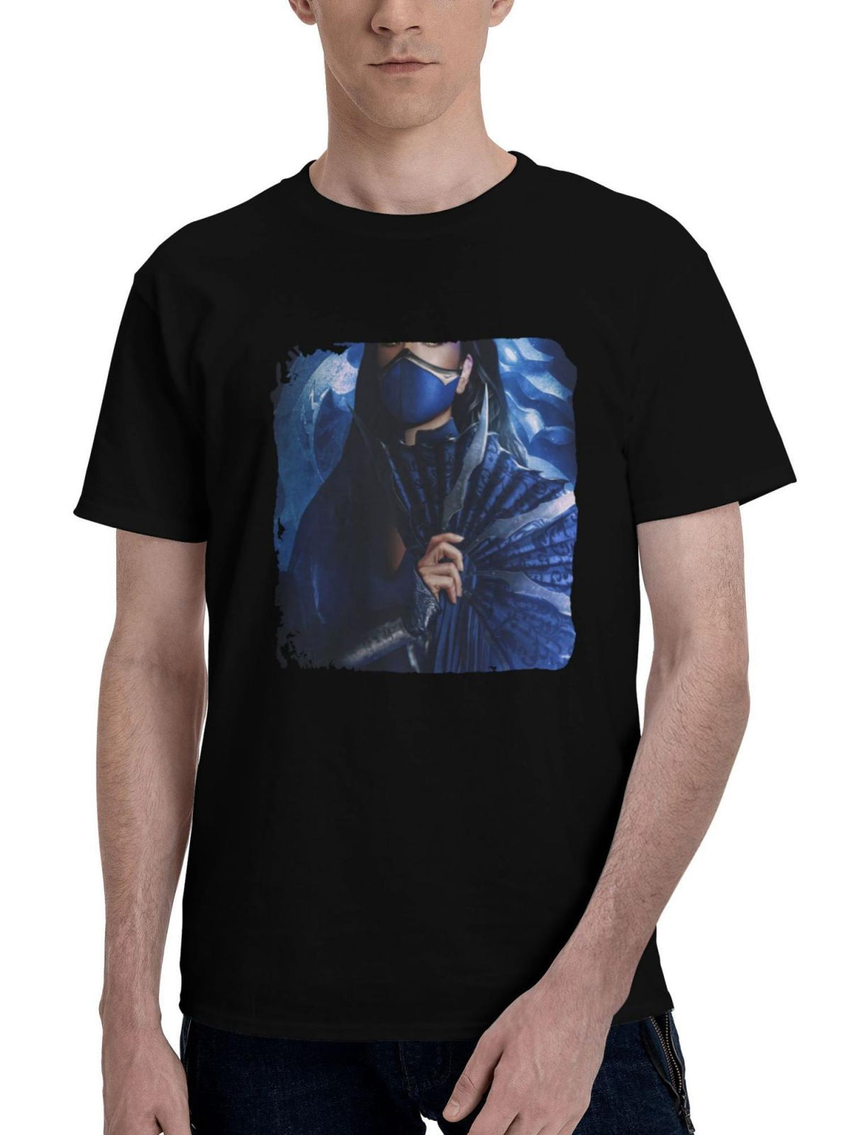 Adeline-Rudolph As Katana 180G 100% Cotton Printed Round Neck Short-Sleeve T-Shirt, Christmas Gifts for Men Dad Husband Grandpa, S-XXXL, Black