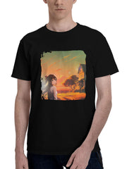 Adorable-Anime Girl 180G 100% Cotton Printed Round Neck Short-Sleeve T-Shirt, Christmas Gifts for Men Dad Husband Grandpa, S-XXXL, Black