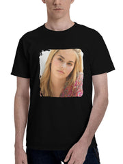 Adorable-Girl Making Eye Contact 180G 100% Cotton Printed Round Neck Short-Sleeve T-Shirt, Christmas Gifts for Men Dad Husband Grandpa, S-XXXL, Black