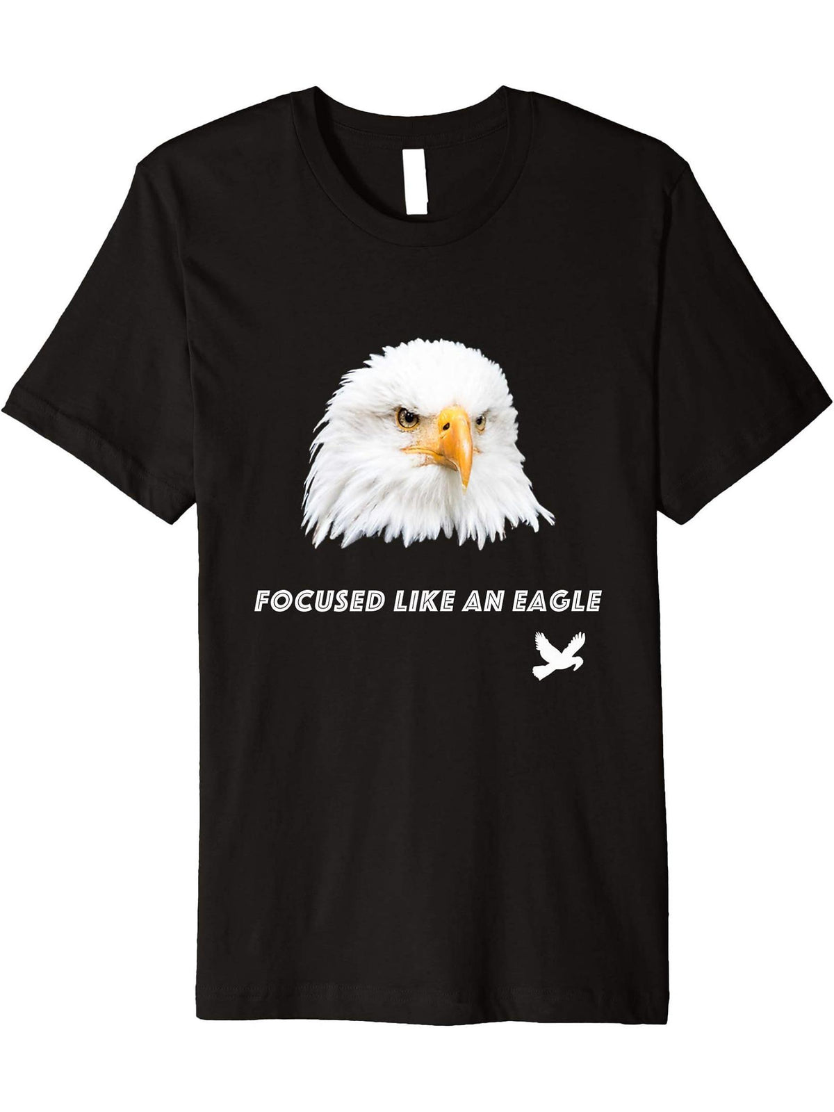 Gift Idea Bald Eagle Premium T-Shirt 180G 100% Cotton Printed Round Neck Short-Sleeve T-Shirt, Gifts for Men Dad Husband Grandpa, S-XXXL, Black