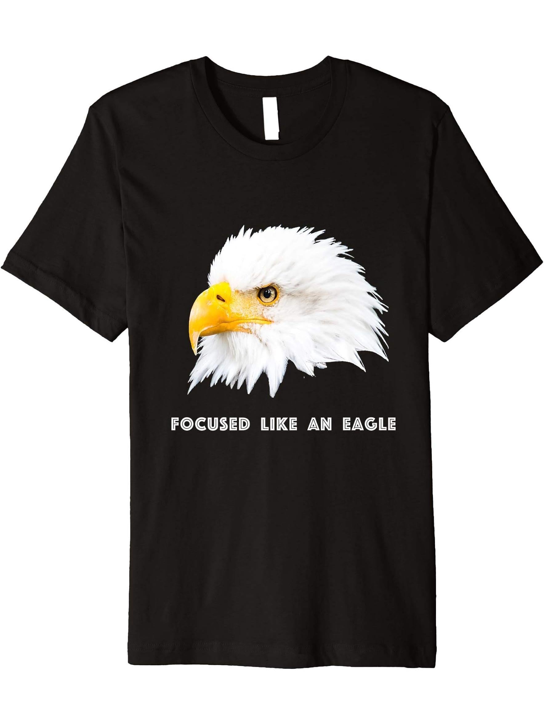 Gift Idea Bald Eagle Premium T-Shirt 180G 100% Cotton Printed Round Neck Short-Sleeve T-Shirt, Gifts for Men Dad Husband Grandpa, S-XXXL, Black