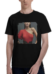 Adria-Arjona Vogue Mexico 2024 180G 100% Cotton Printed Round Neck Short-Sleeve T-Shirt, Christmas Gifts for Men Dad Husband Grandpa, S-XXXL, Black