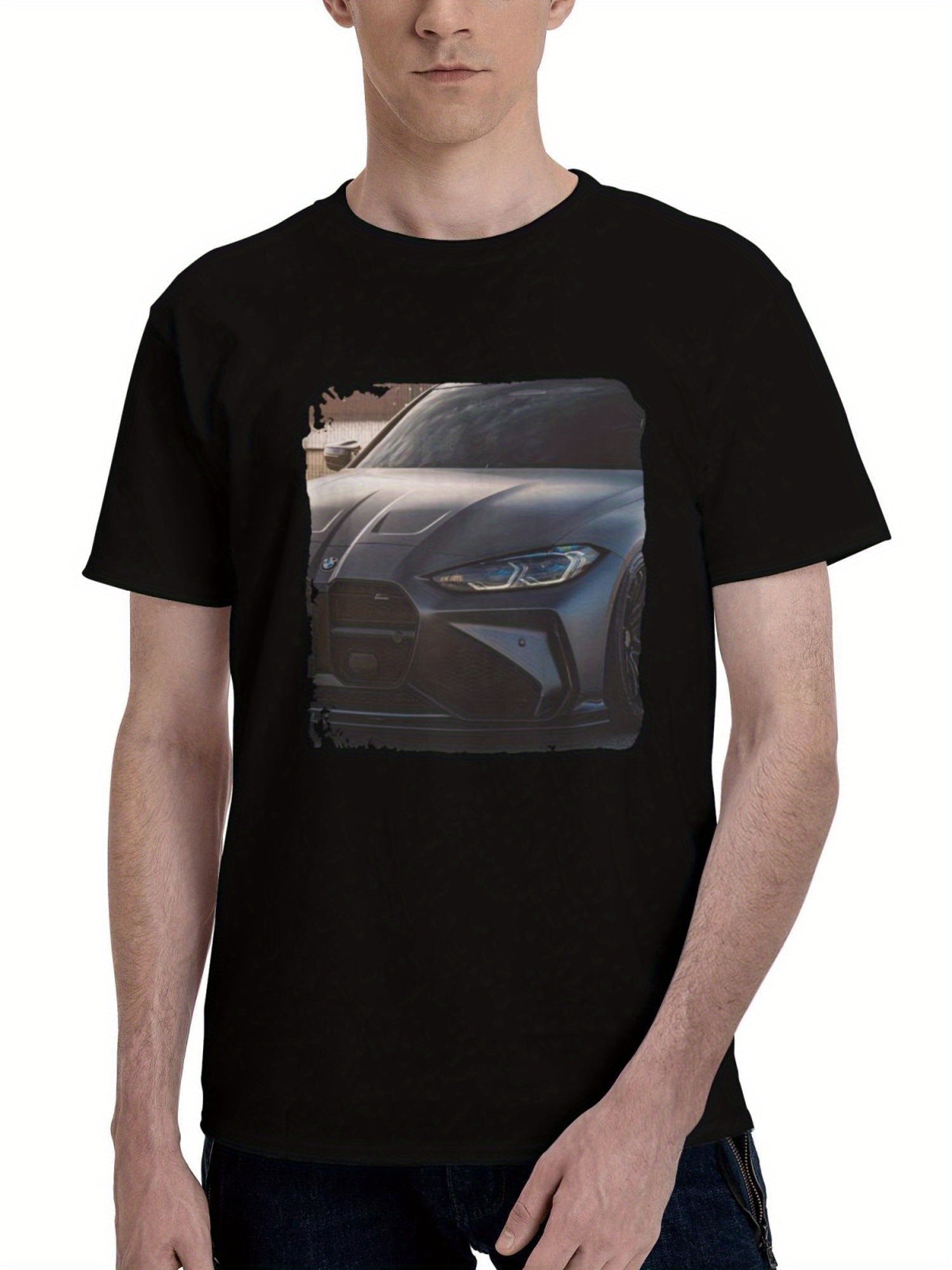 Adro-Bmw M4 Coupee 180G 100% Cotton Printed Round Neck Short-Sleeve T-Shirt, Christmas Gifts for Men Dad Husband Grandpa, S-XXXL, Black