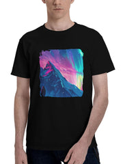 Adventures-In Pursuit Of The Northern Lights 180G 100% Cotton Printed Round Neck Short-Sleeve T-Shirt, Christmas Gifts for Men Dad Husband Grandpa, S-XXXL, Black