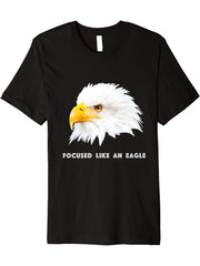 Gift Idea Bald Eagle Premium T-Shirt 180G 100% Cotton Printed Round Neck Short-Sleeve T-Shirt, Gifts for Men Dad Husband Grandpa, S-XXXL, Black