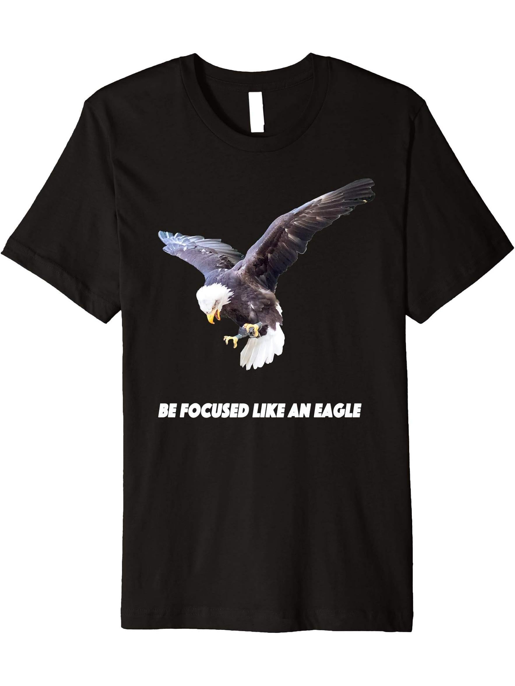 Gift Idea Bald Eagle Premium T-Shirt 180G 100% Cotton Printed Round Neck Short-Sleeve T-Shirt, Gifts for Men Dad Husband Grandpa, S-XXXL, Black