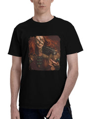 Aela-Skyrim Cosplay 180G 100% Cotton Printed Round Neck Short-Sleeve T-Shirt, Christmas Gifts for Men Dad Husband Grandpa, S-XXXL, Black