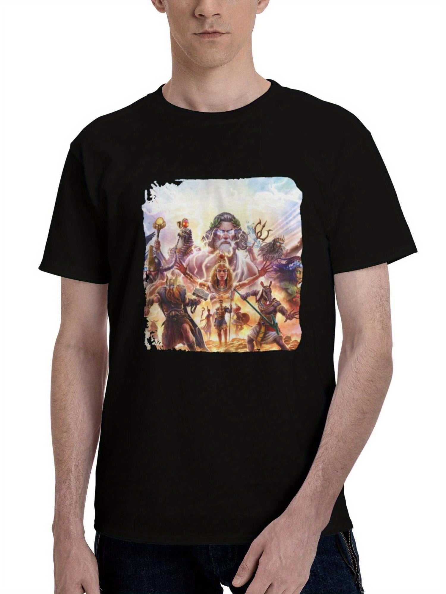 Age-Of Mythology Retold 2024 180G 100% Cotton Printed Round Neck Short-Sleeve T-Shirt, Christmas Gifts for Men Dad Husband Grandpa, S-XXXL, Black