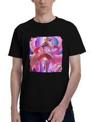 Ahri-Cosplay 180G 100% Cotton Printed Round Neck Short-Sleeve T-Shirt, Christmas Gifts for Men Dad Husband Grandpa, S-XXXL, Black