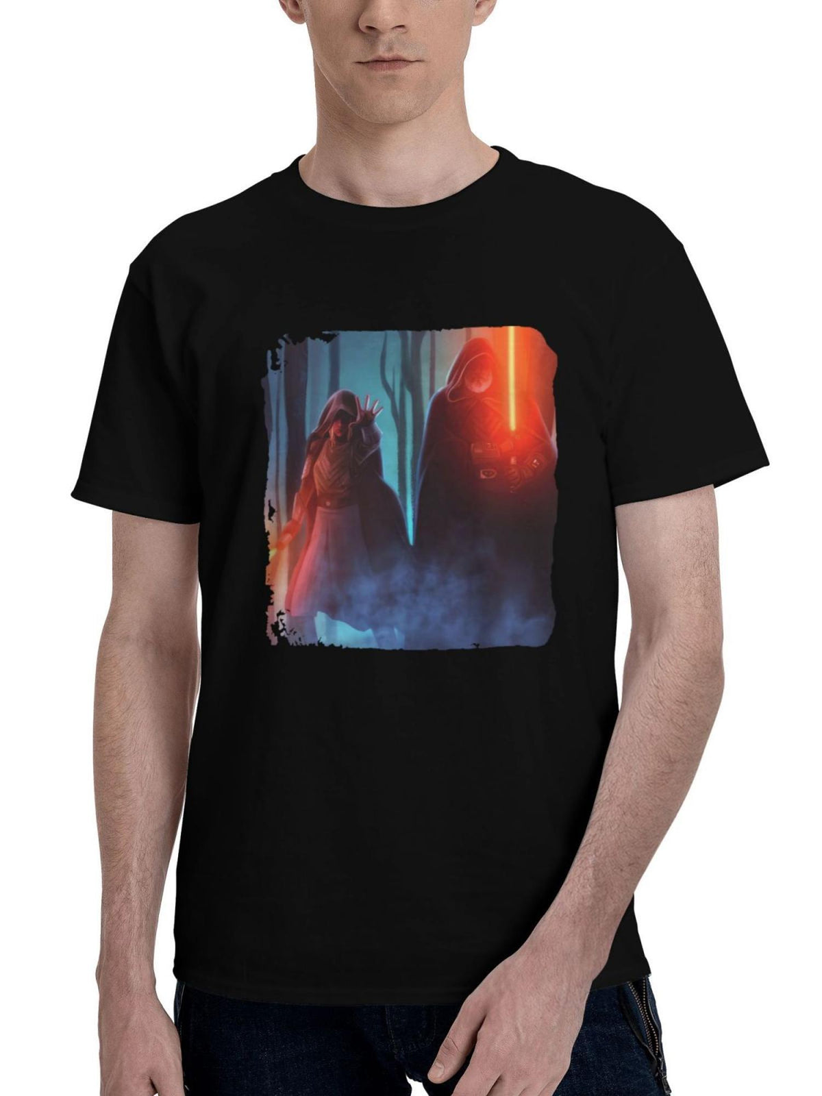 Ahsoka-Season 2 180G 100% Cotton Printed Round Neck Short-Sleeve T-Shirt, Christmas Gifts for Men Dad Husband Grandpa, S-XXXL, Black