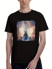 Ahsoka-Star Wars Tv Series 180G 100% Cotton Printed Round Neck Short-Sleeve T-Shirt, Christmas Gifts for Men Dad Husband Grandpa, S-XXXL, Black