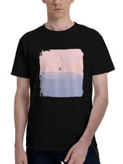 Air-Balloon Minimal Morning 180G 100% Cotton Printed Round Neck Short-Sleeve T-Shirt, Christmas Gifts for Men Dad Husband Grandpa, S-XXXL, Black