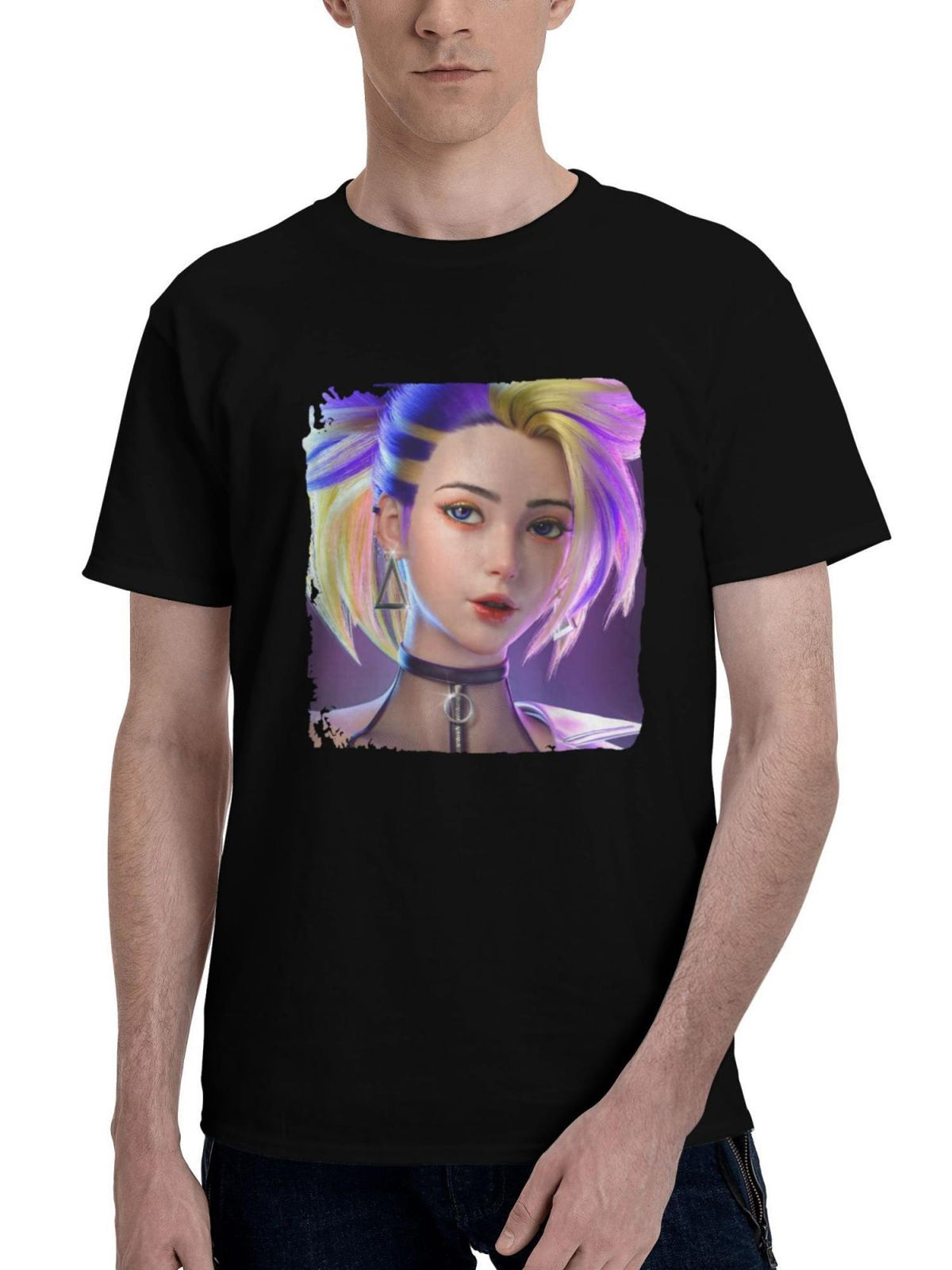Akali-League Of Legends Game 180G 100% Cotton Printed Round Neck Short-Sleeve T-Shirt, Christmas Gifts for Men Dad Husband Grandpa, S-XXXL, Black